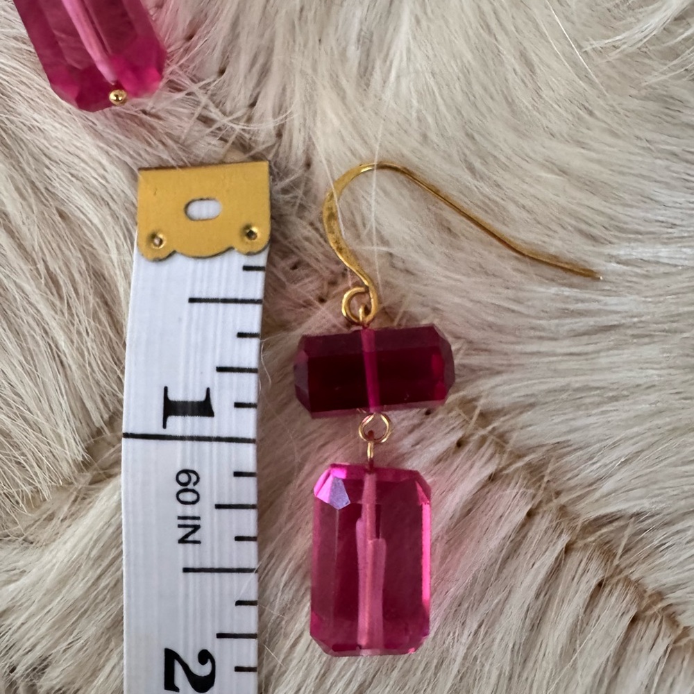 Trina Turk Pink and Gold Faceted Earrings - Picture 3 of 3